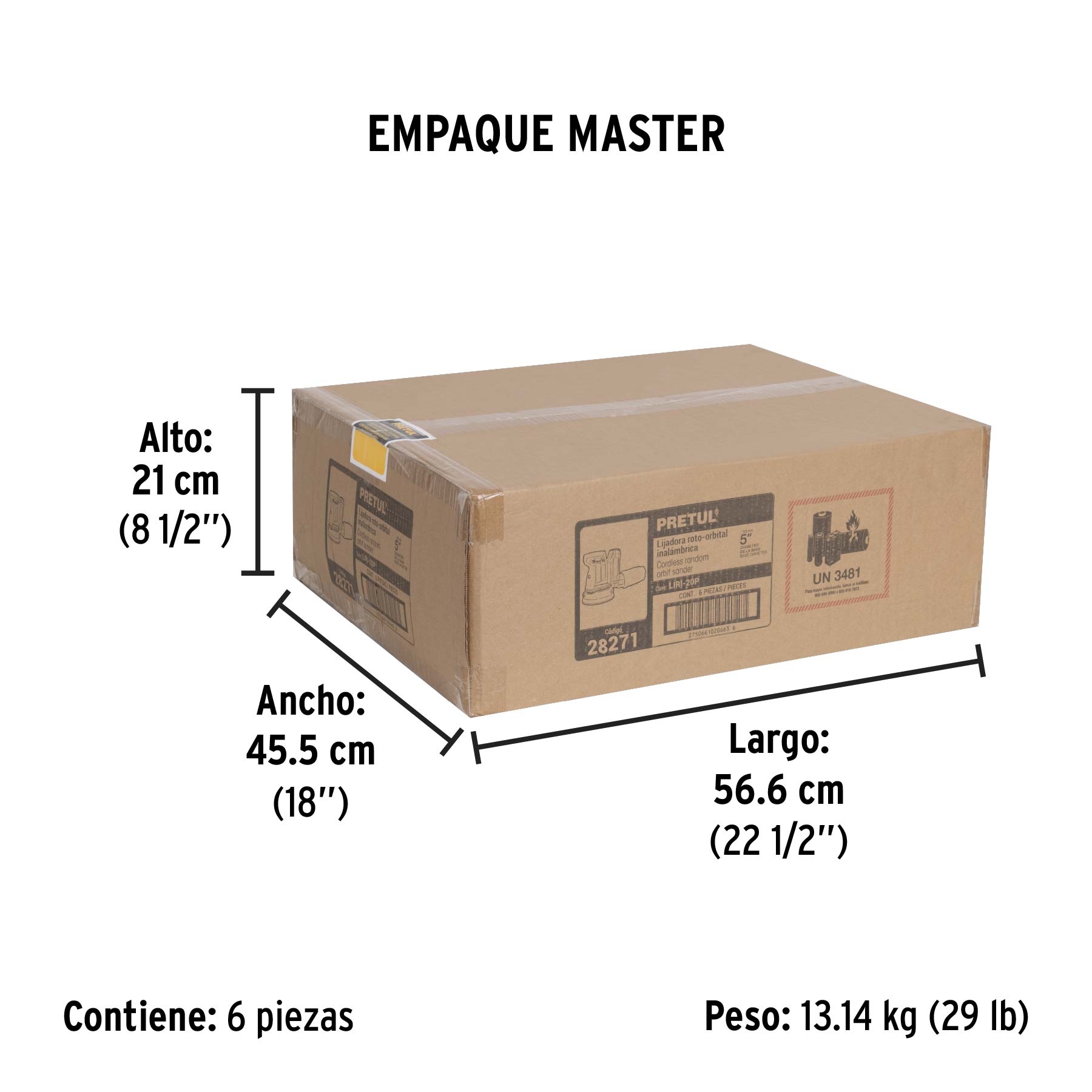 Lijadora roto-orbital 5" 20V 1 bateria 2Ah PRETUL
