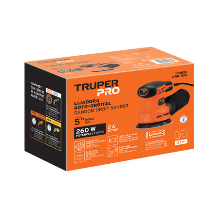Lijadora roto orbital 5" 260W TRUPER PRO