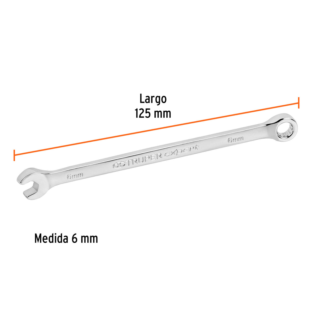 Llave combinada extralarga 6 mm x 125 mm de largo, Expert 6 mm, 125 mm