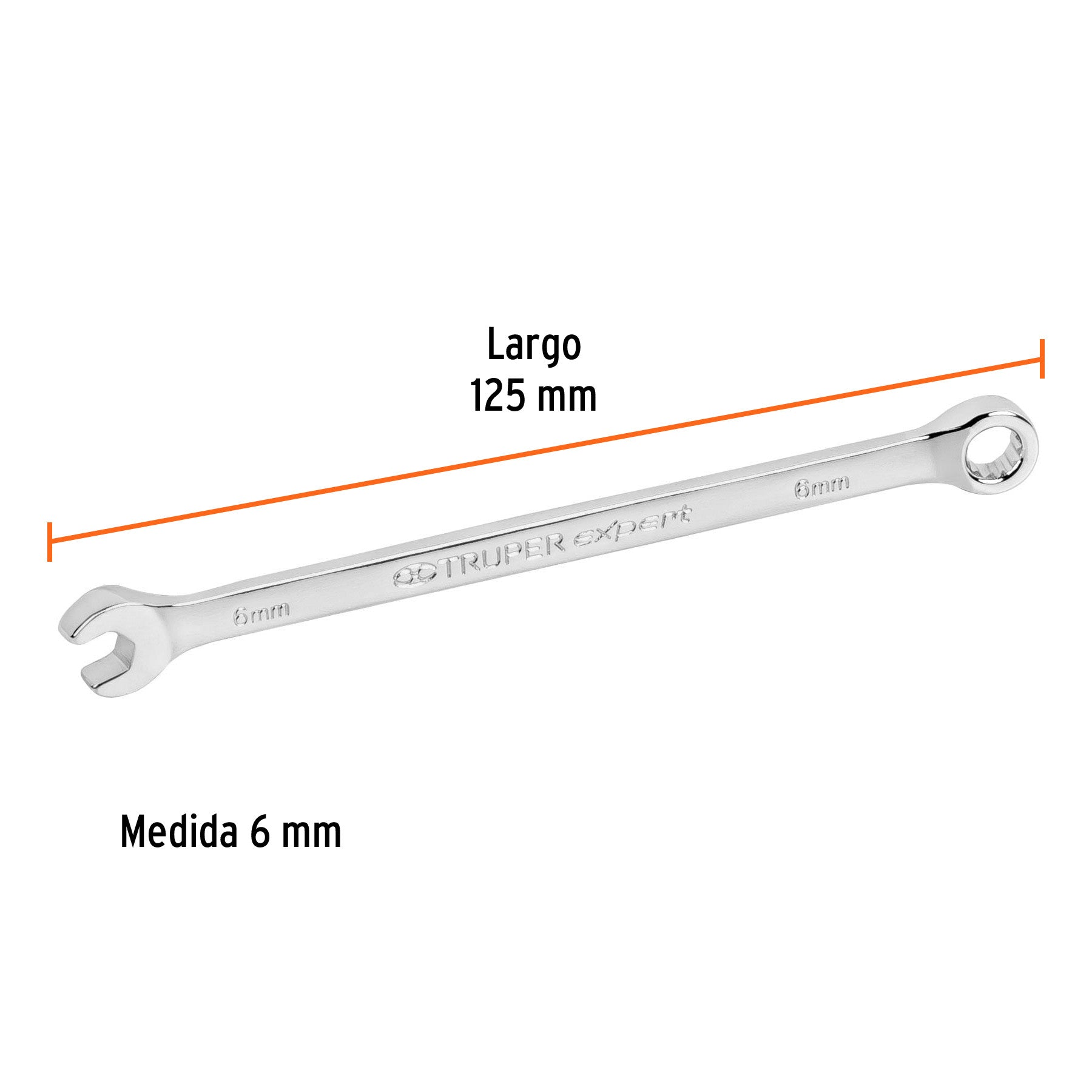 Llave combinada extralarga 6 mm x 125 mm de largo, Expert 6 mm, 125 mm
