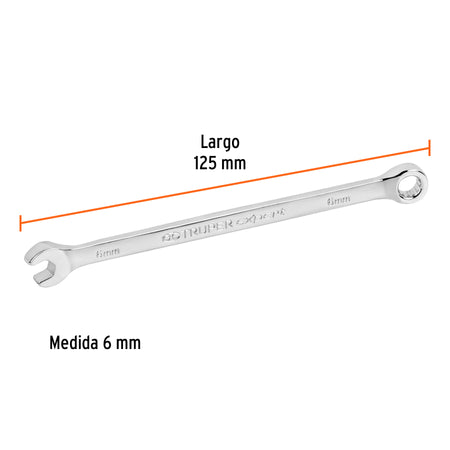Llave combinada extralarga 6 mm x 125 mm de largo, Expert 6 mm, 125 mm