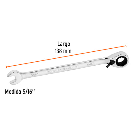 Llave combinada matraca reversible 5/16'x138 mm largo,Expert 5/16', 138 mm