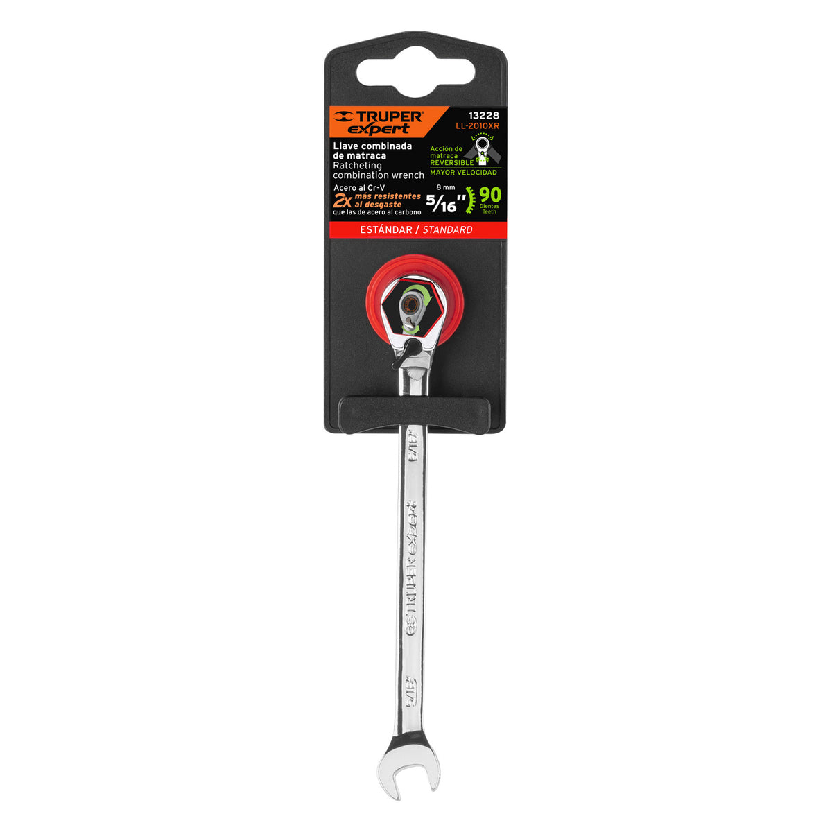 Llave combinada matraca reversible 5/16'x138 mm largo,Expert 5/16', 138 mm