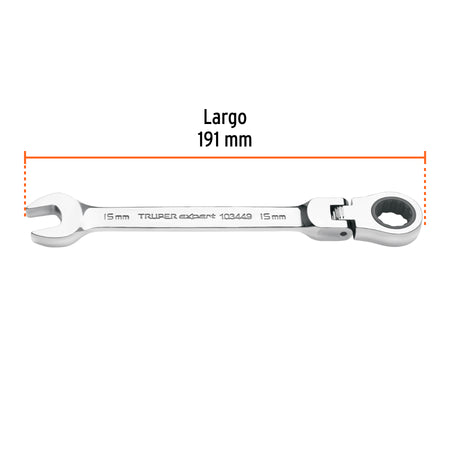 Llave combinada con matraca 15 mm flexible, Expert