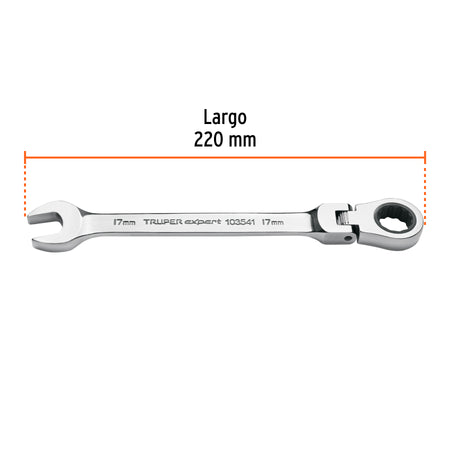 Llave combinada con matraca 17 mm flexible, Expert