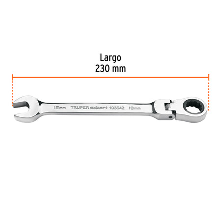Llave combinada con matraca 18 mm flexible, Expert