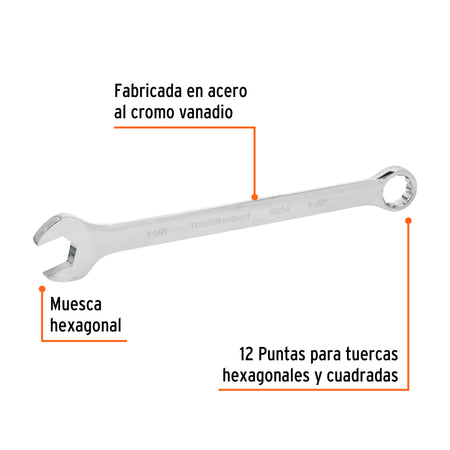 Llave combinada extralarga 1-1/8' x 401 mm de largo, Expert 1/8', 401 mm