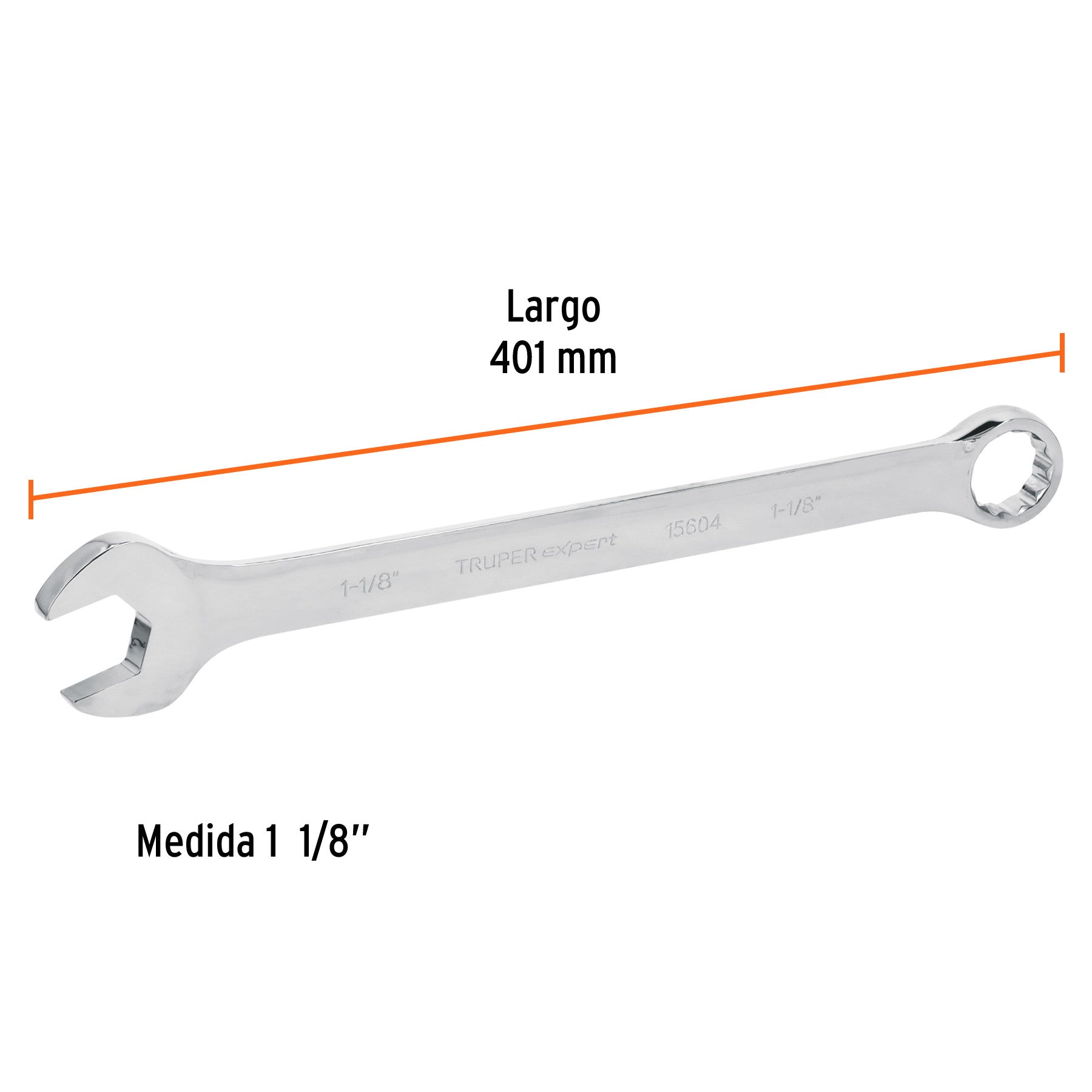Llave combinada extralarga 1-1/8' x 401 mm de largo, Expert 1/8', 401 mm