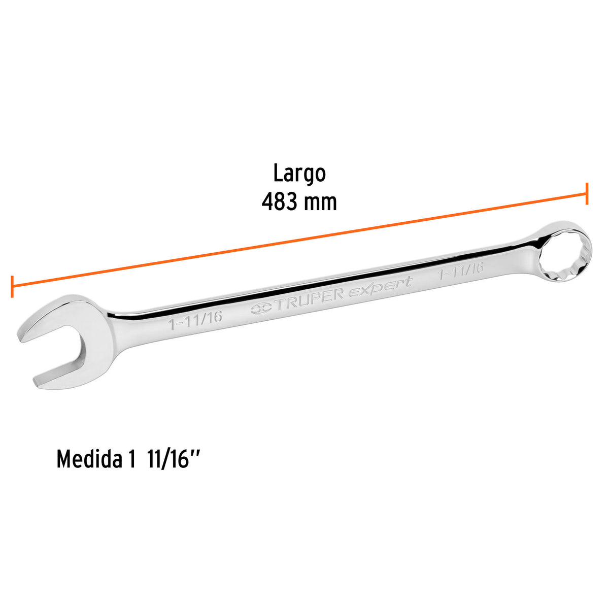 Llave combinada extralarga 1-11/16' x 483 mm largo, Expert 11/16', 483 mm