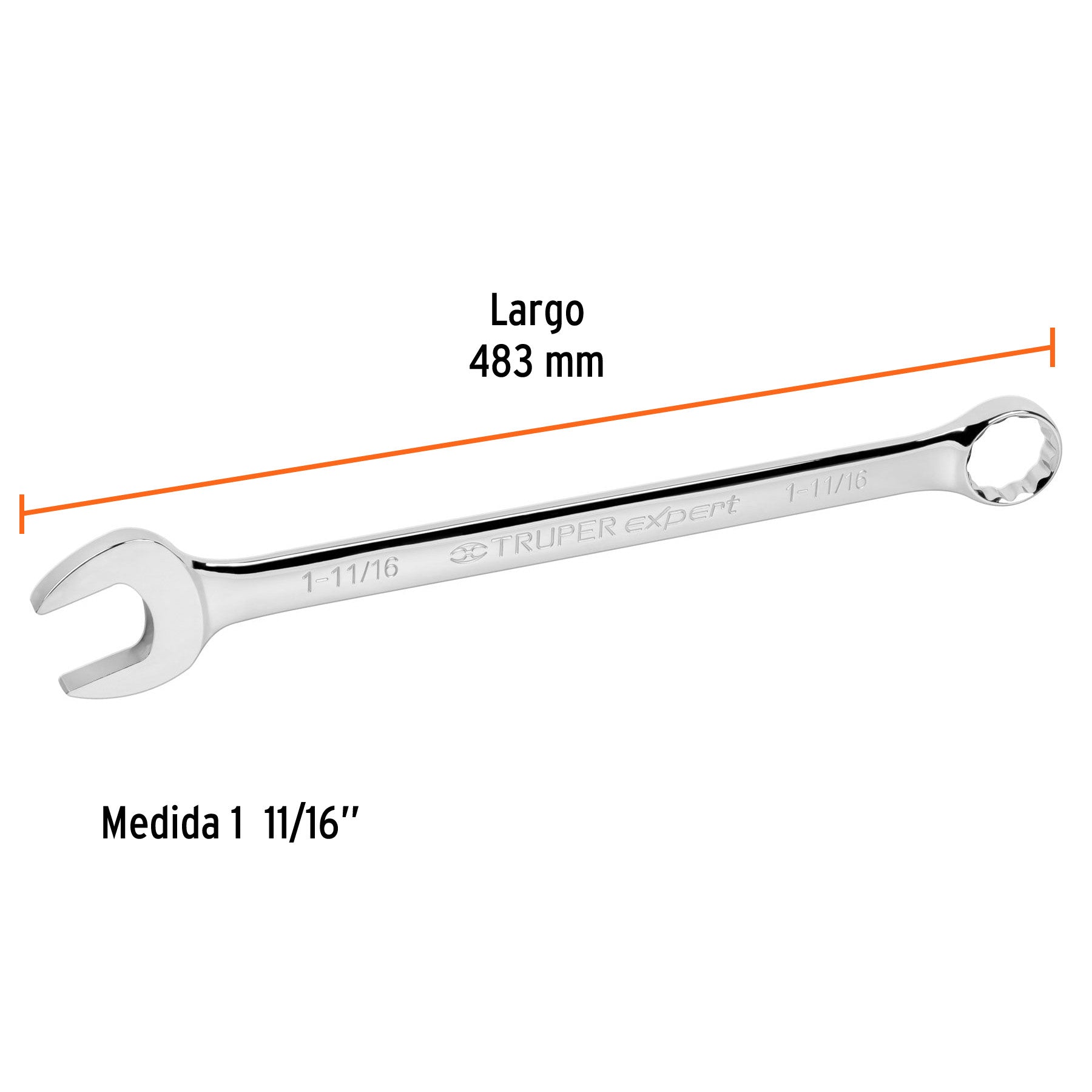 Llave combinada extralarga 1-11/16' x 483 mm largo, Expert 11/16', 483 mm