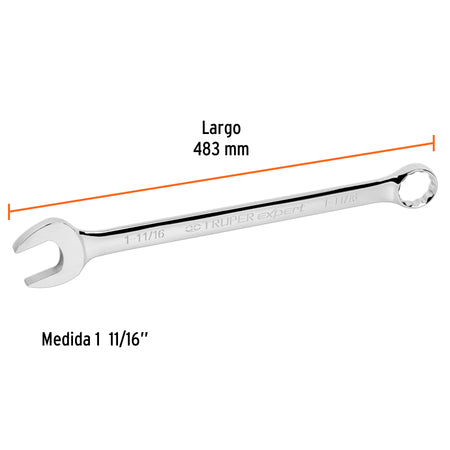 Llave combinada extralarga 1-11/16' x 483 mm largo, Expert 11/16', 483 mm