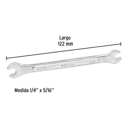 Llave española, 1/4 x 5/16' x 122 mm de largo, PRETUL