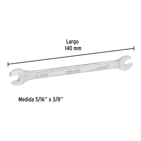 Llave española, 5/16 x 3/8' x 140 mm de largo, PRETUL
