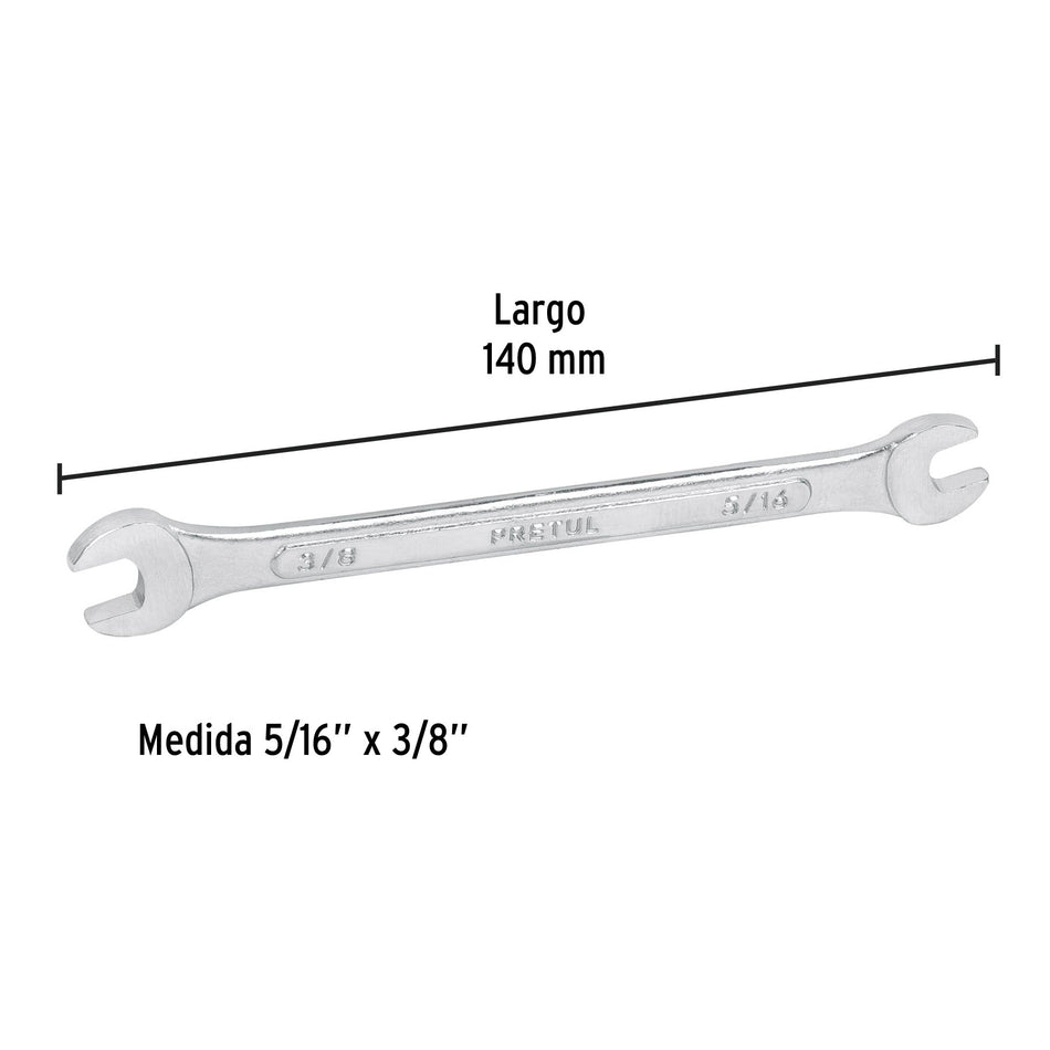 Llave española, 5/16 x 3/8' x 140 mm de largo, PRETUL