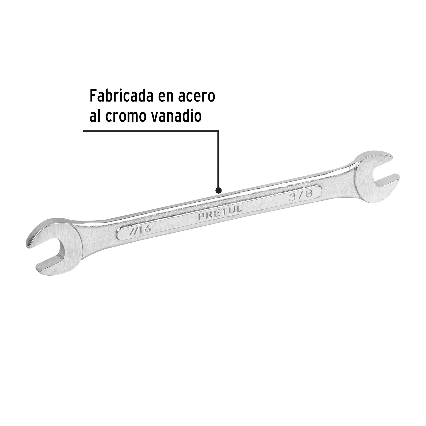 Llave española, 3/8 x 7/16' x 157 mm de largo, PRETUL
