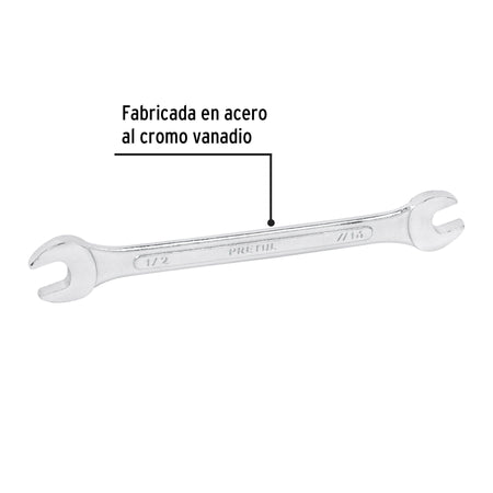 Llave española, 7/16 x 1/2' x 172 mm de largo, PRETUL