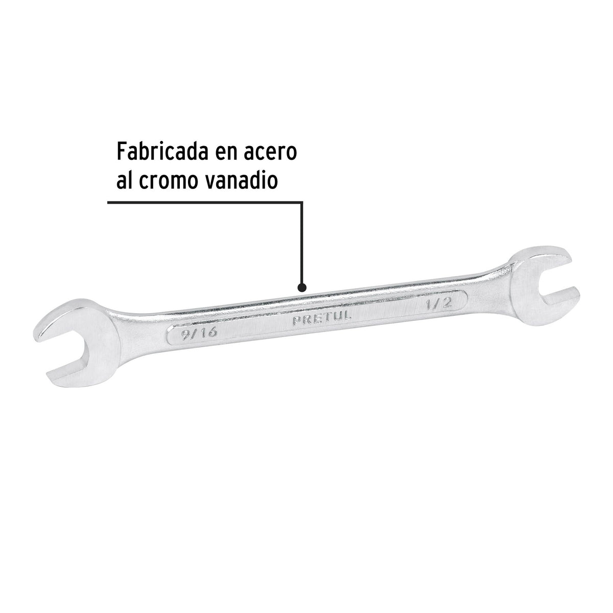 Llave española, 1/2 x 9/16' x 172 mm de largo, PRETUL