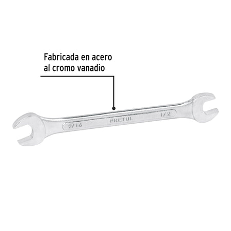Llave española, 1/2 x 9/16' x 172 mm de largo, PRETUL