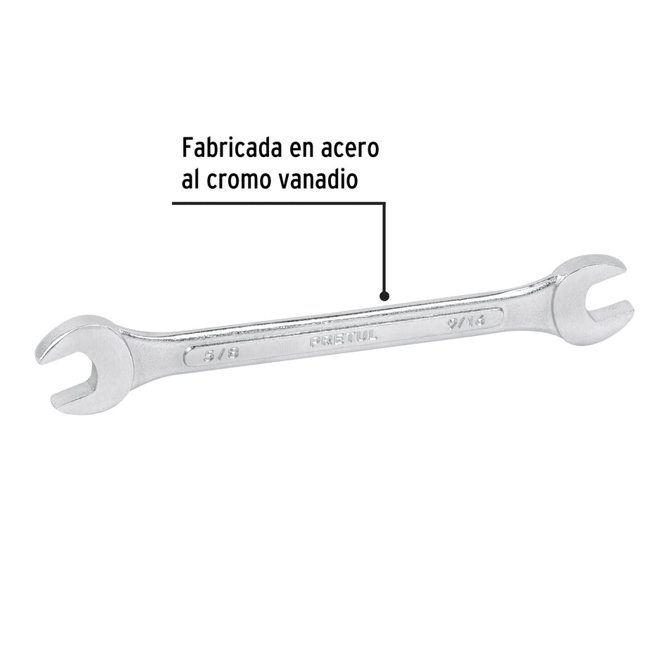 Llave española, 9/16 x 5/8' x 185 mm de largo, PRETUL