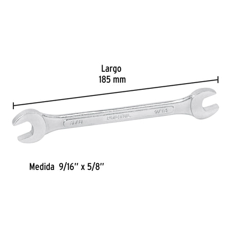 Llave española, 9/16 x 5/8' x 185 mm de largo, PRETUL