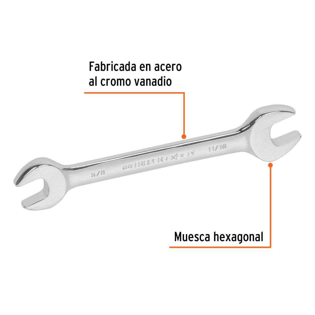Llave española, 5/8 x 11/16' x 198 mm de largo, Expert