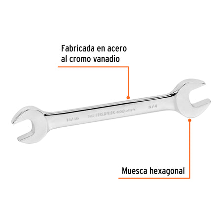 Llave española, 11/16 x 3/4' x 220 mm de largo, Expert