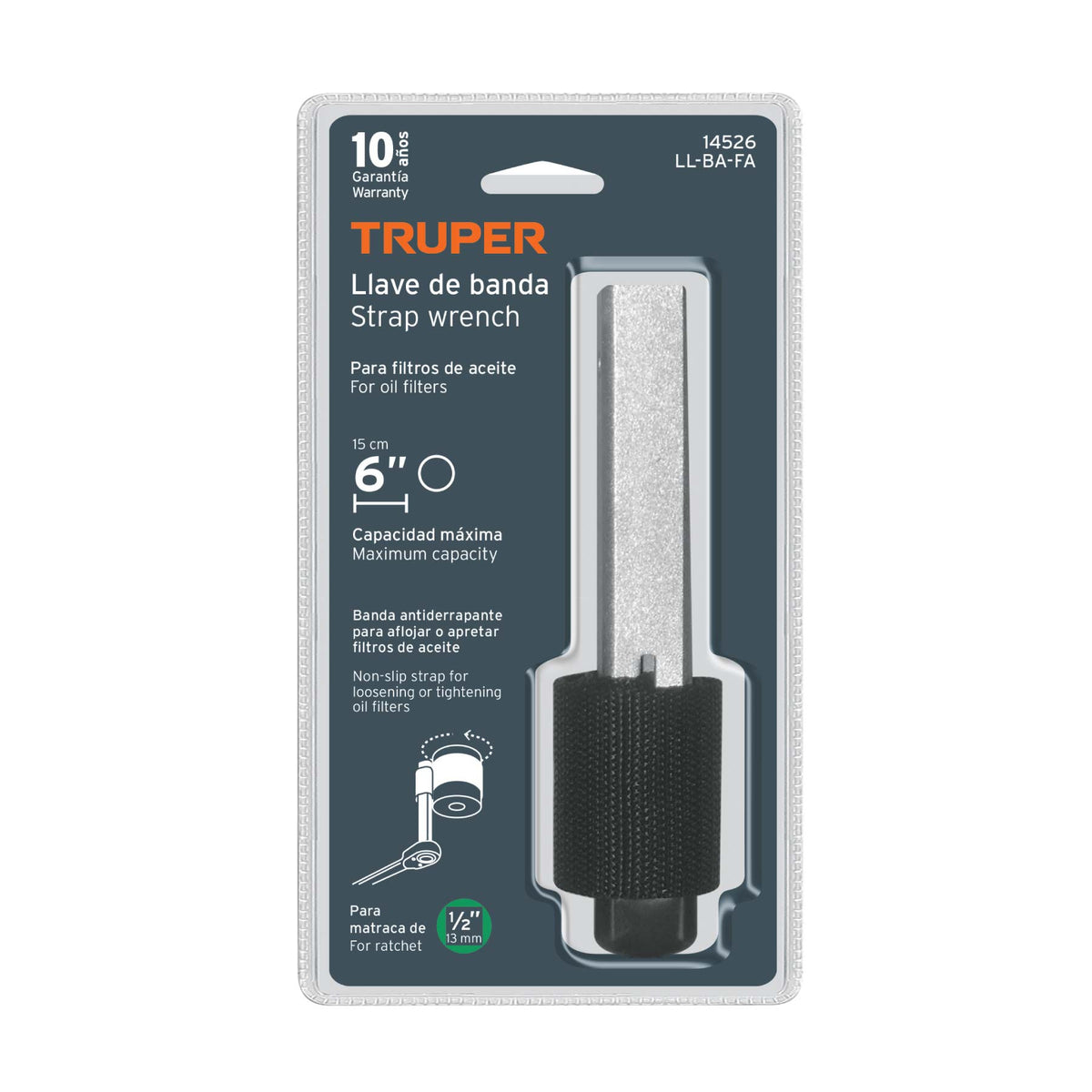 Llave de banda de nylon 6' para filtro de aceite, Truper