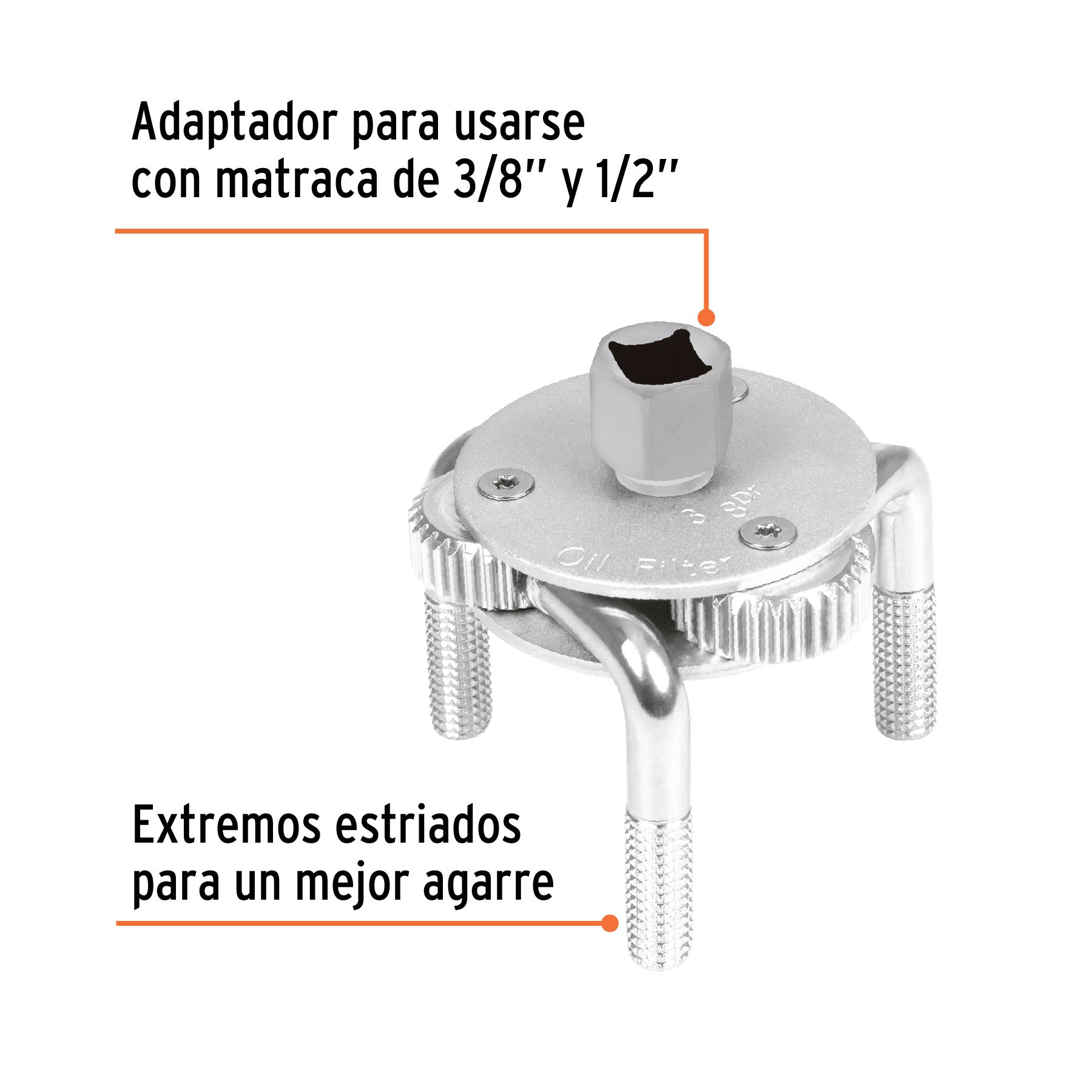 Llave de 3 puntos 3' a 4-1/2' para filtro de aceite, Truper