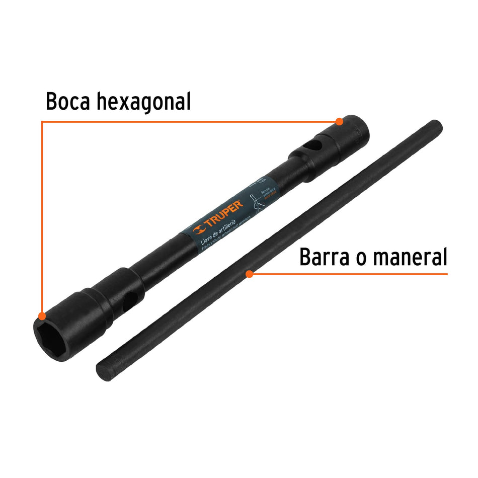 Llave de artillería 1-1/8 x 7/8' boca hexagonal, TRUPER