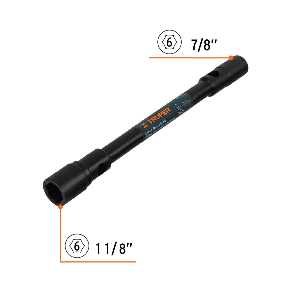 Llave de artillería 1-1/8 x 7/8' boca hexagonal, TRUPER