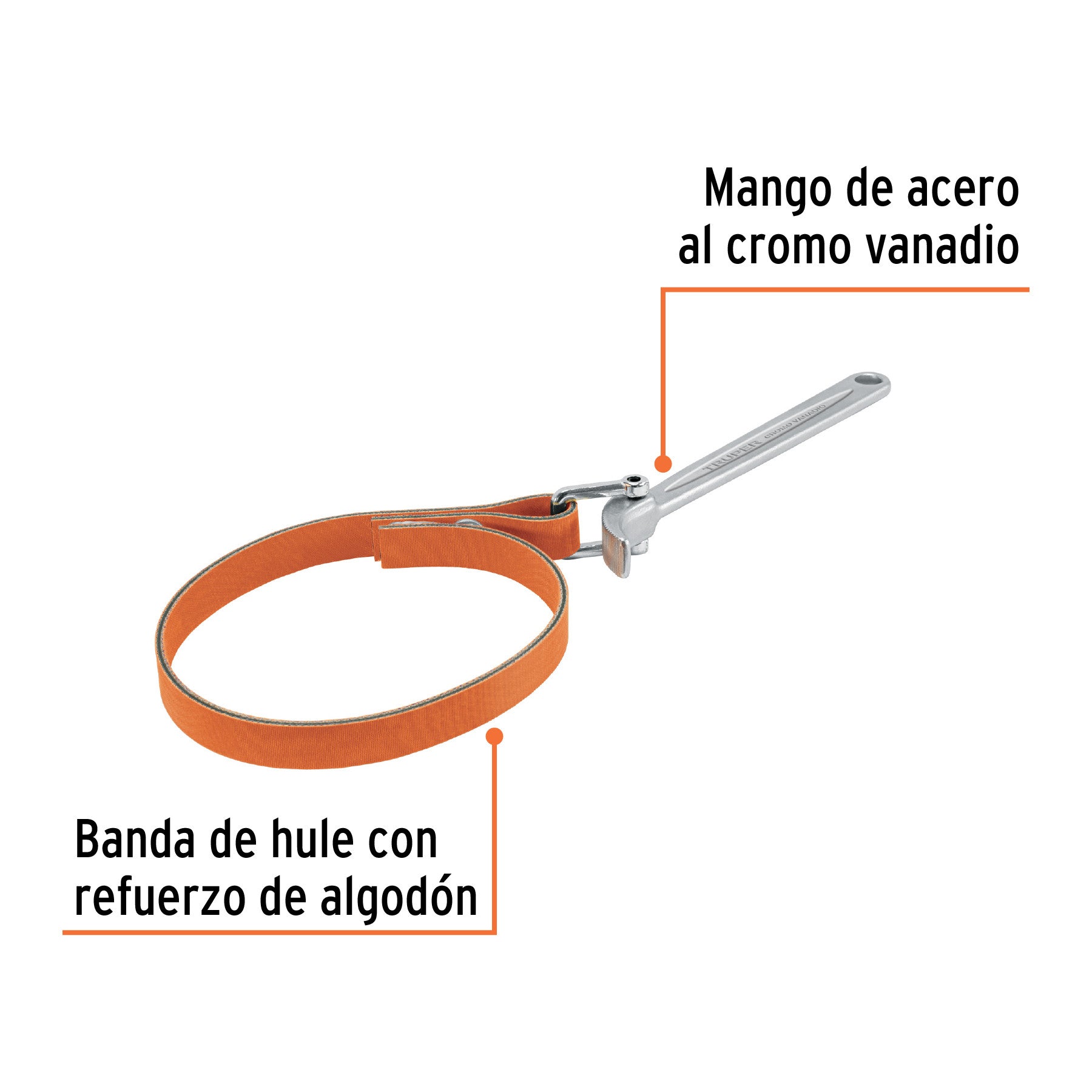 Llave de banda de hule 1-1/2' a 6-1/2' para filtro de aceite