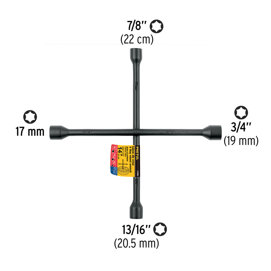 Llave de cruz 14', acabado negro mate, PRETUL