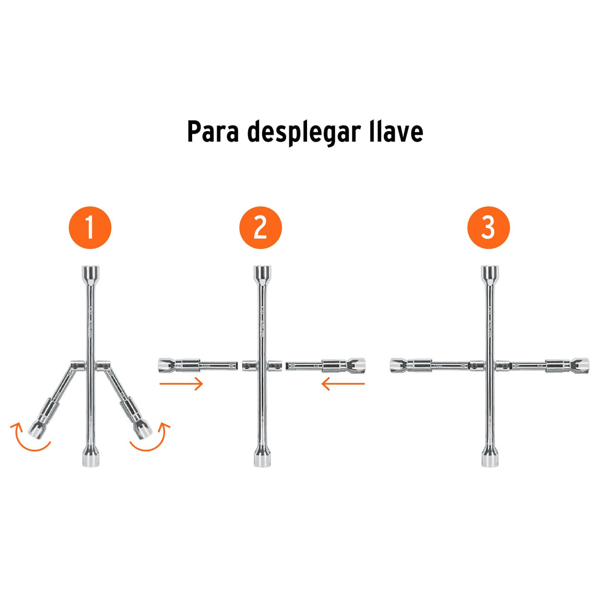 Llave de cruz 14' plegable pulida y cromada, TRUPER