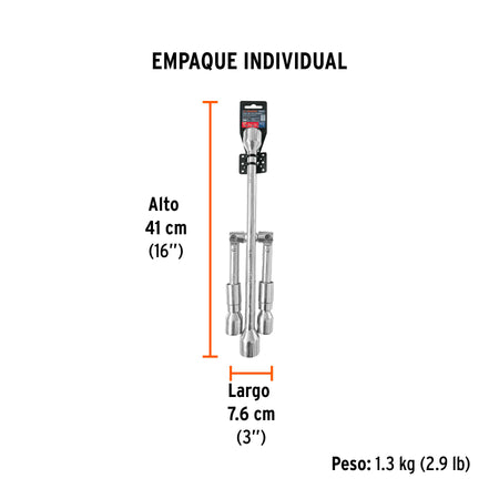 Llave de cruz 14' plegable pulida y cromada, TRUPER