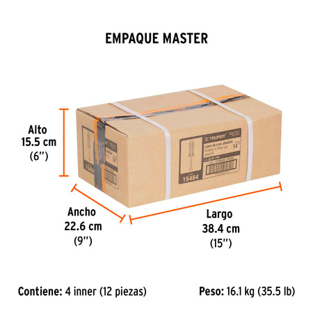 Llave de cruz 14' plegable pulida y cromada, TRUPER