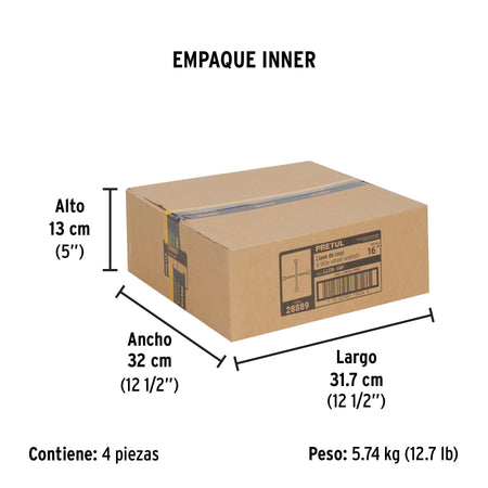 Llave de cruz 16', acabado negro mate, PRETUL