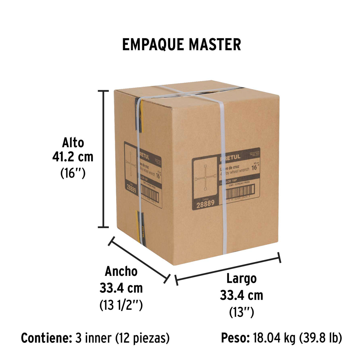 Llave de cruz 16', acabado negro mate, PRETUL