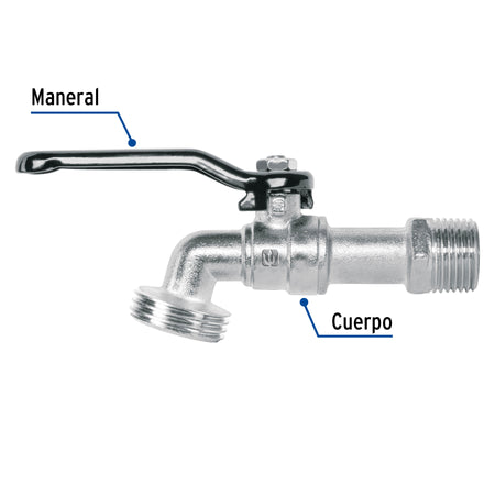 Llave de esfera de zinc 1/2" 110 g s/adaptador BASIC