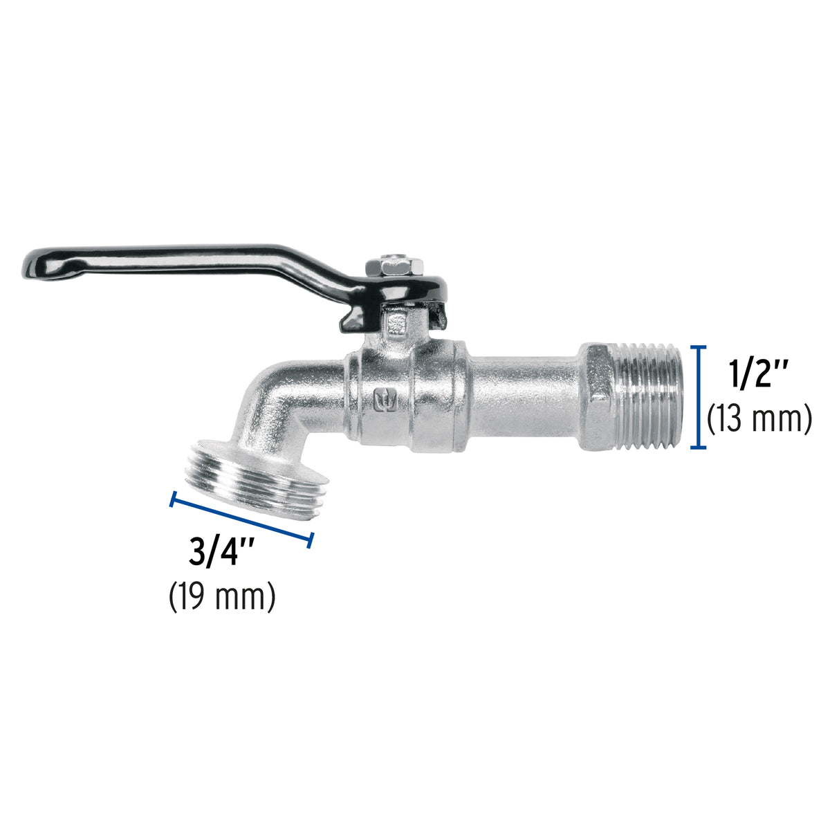 Llave de esfera de zinc 1/2" 110 g s/adaptador BASIC