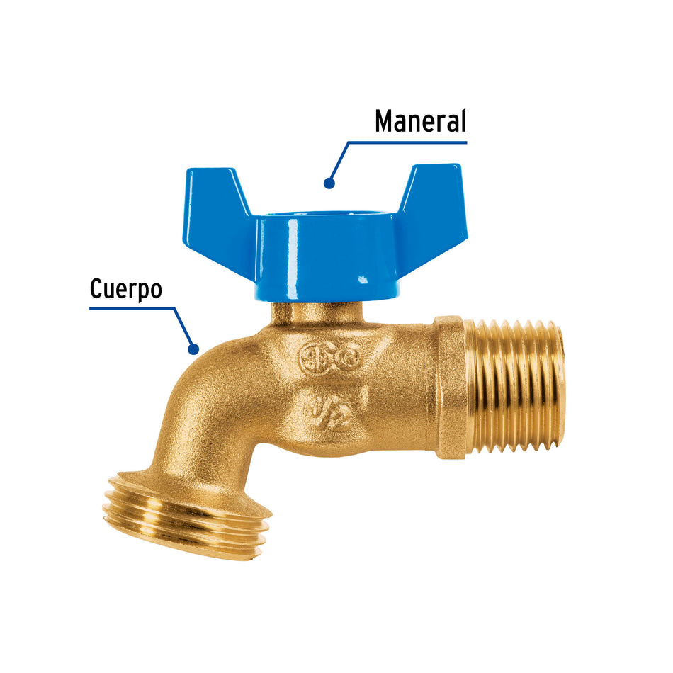 Llave de esfera de laton con rosca para manguera FOSET 1/2"