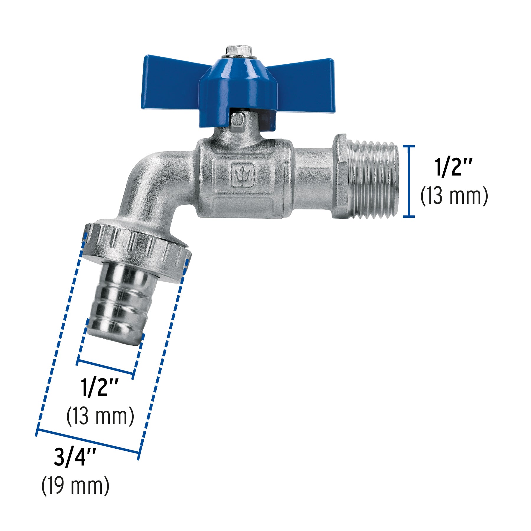 Llave de esfera c/maneral corto laton 130gr 1/2" FOSET
