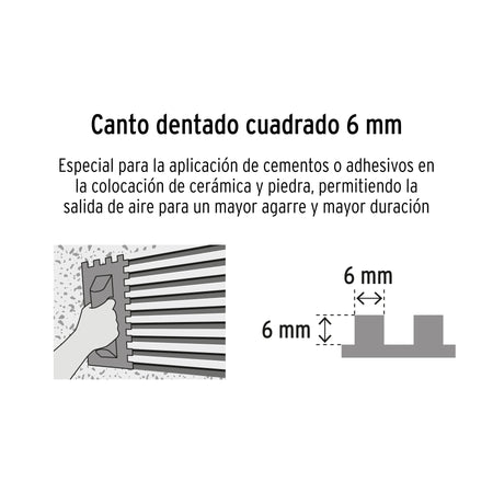 Llana 11' dentado cuadrado 1/4', 10 remaches, mango Comfort