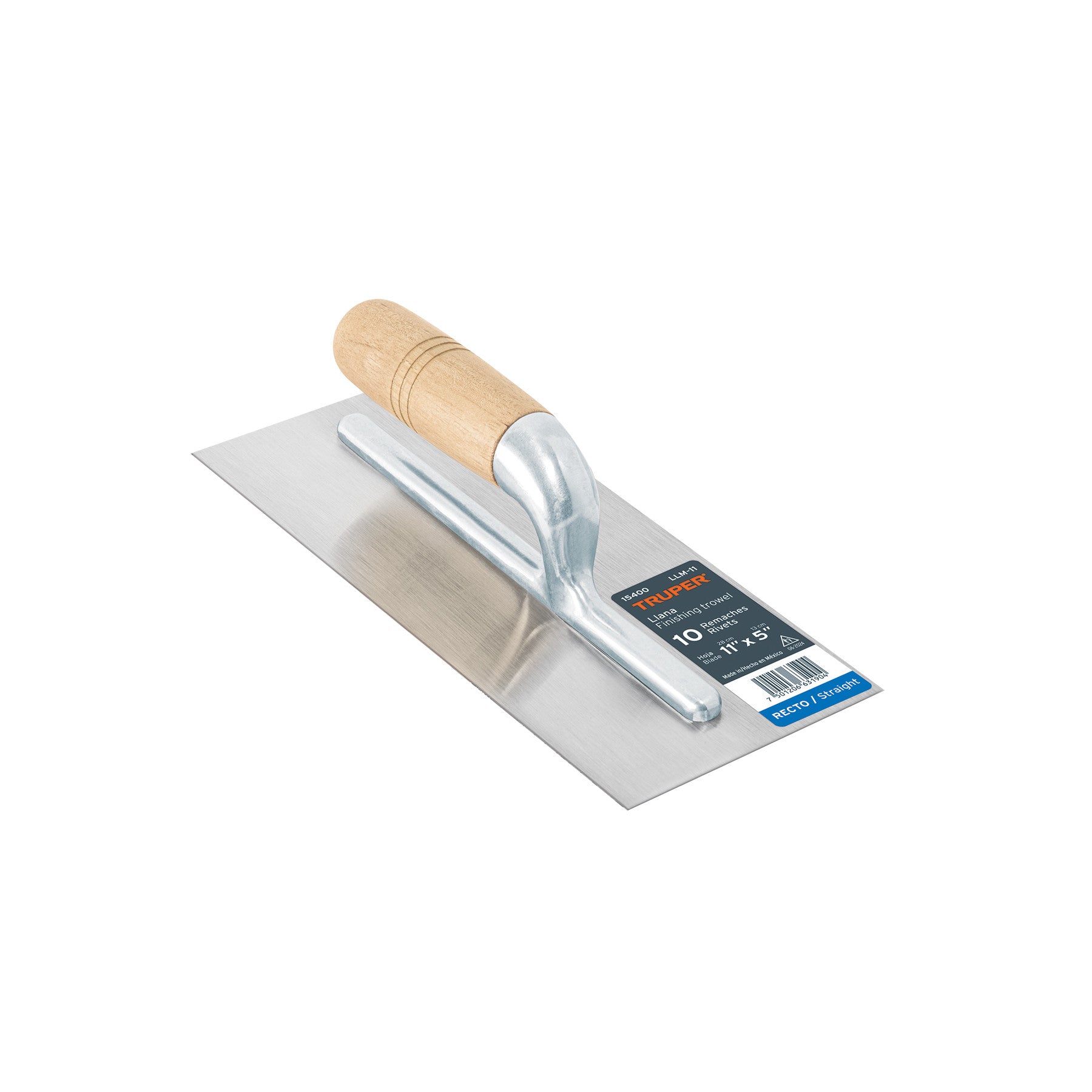 Llana 11" canto recto 10 remaches mgo madera Truper