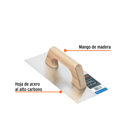 Llana 11' canto recto, tipo español, mango madera, TRUPER