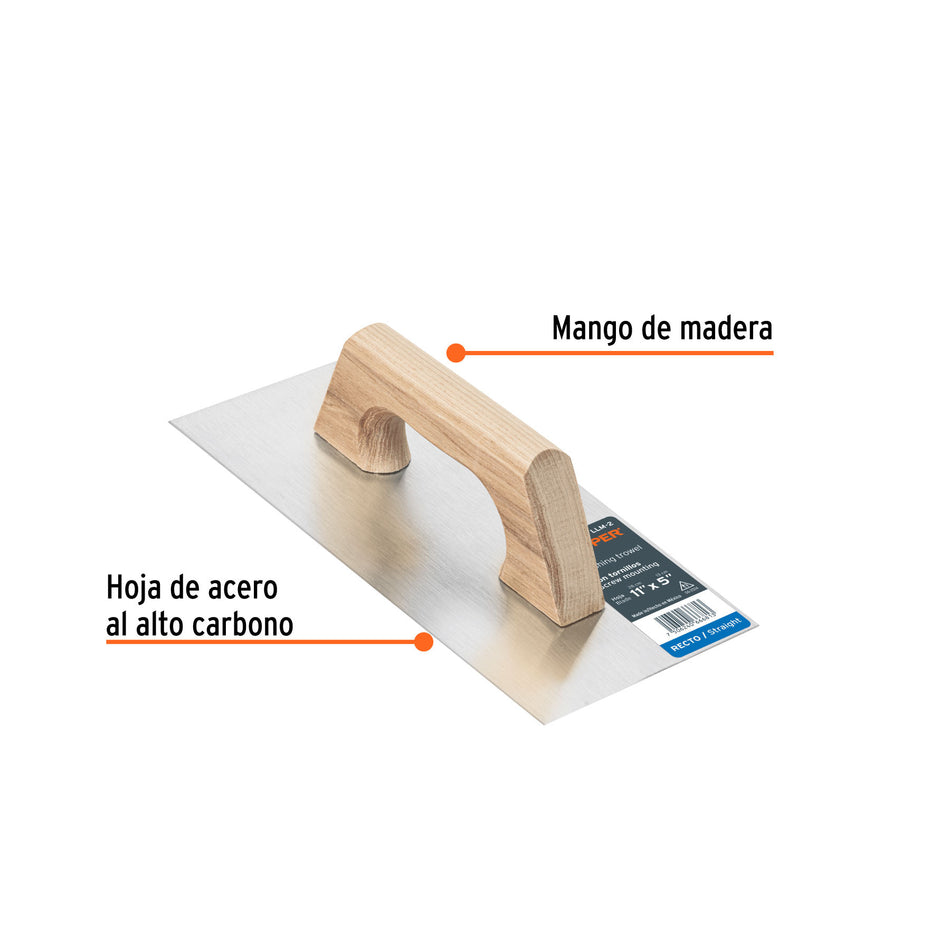 Llana 11' canto recto, tipo español, mango madera, TRUPER