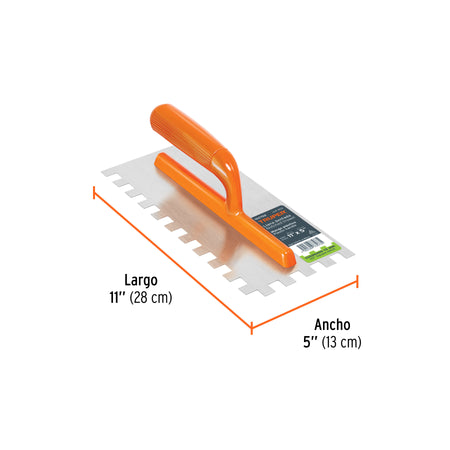 Llana 11" dentado cuadrado 1/2" 6 remaches mgo plastico