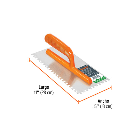 Llana 11' dentado cuadrado 1/4', 6 remaches, mango plástico