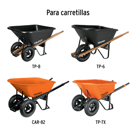 Llanta completa neumática lisa 16', incluye eje y baleros