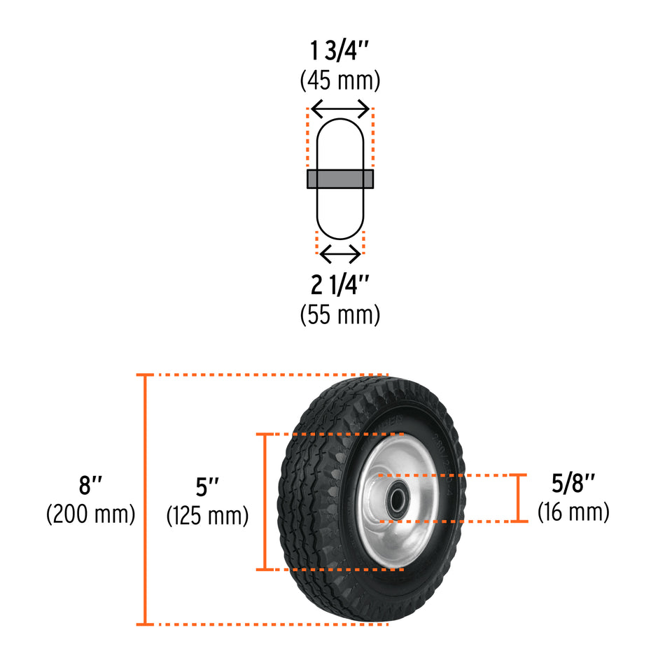 Rueda imponchable para eje central Truper 8"