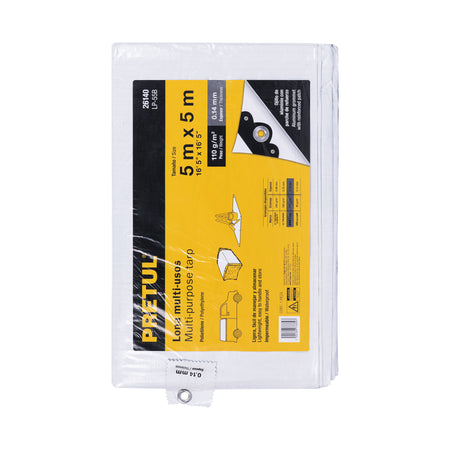 Lona de polietileno 5 x 5 m, blanca, 110 g/m2, PRETUL